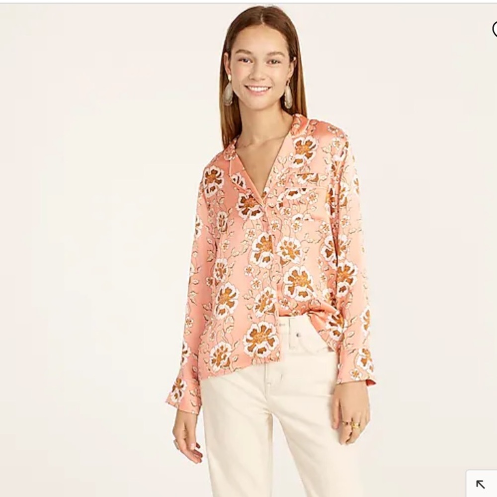 NWT J. Crew Silk Pajama Style Shirt/Blouse in Climbing Floral, Size 6